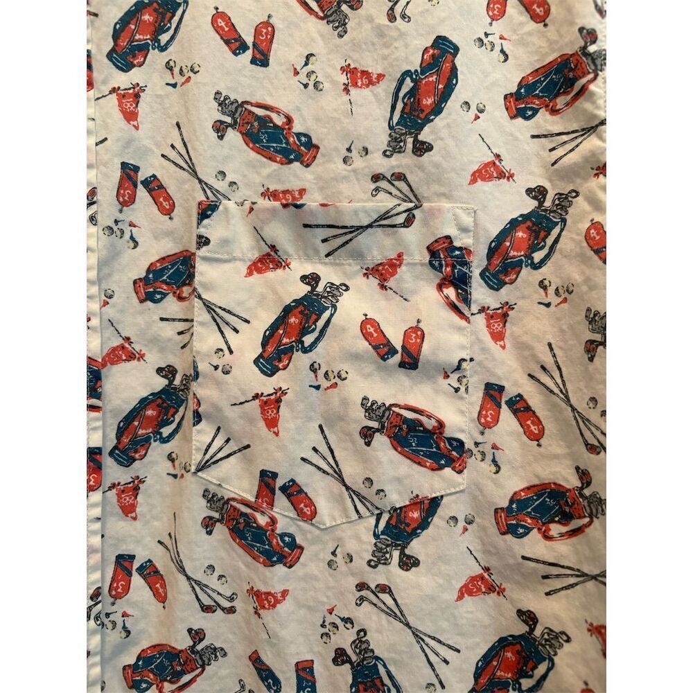 J.Crew Men's Large Beige Golf Graphic Print Short Sleeve Button-Up Shirt - Picture 2 of 10
